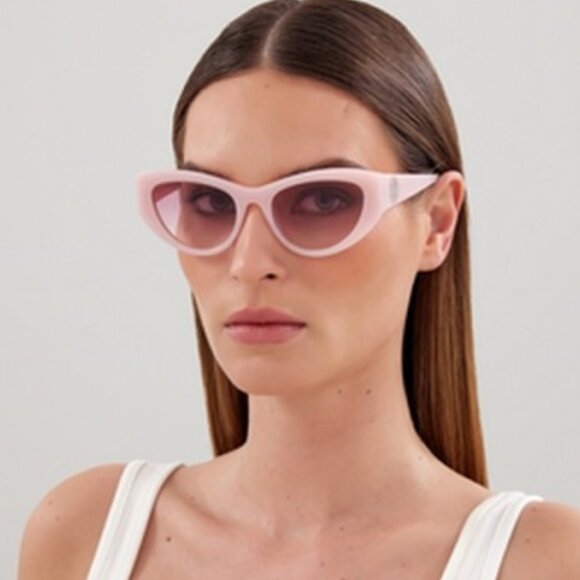 Alexander McQueen AM0377S 003 Sunglasses Pink Cat Eye Frame, Pink Lenses - Picture 2 of 11